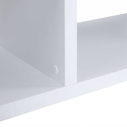 White multipurpose TV stand with open shelving and transitional style
