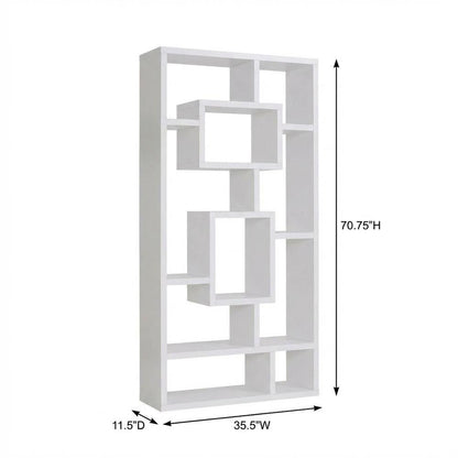 White 8-Shelf Bookshelf with Transitional Style and Safety Tipover Restraint