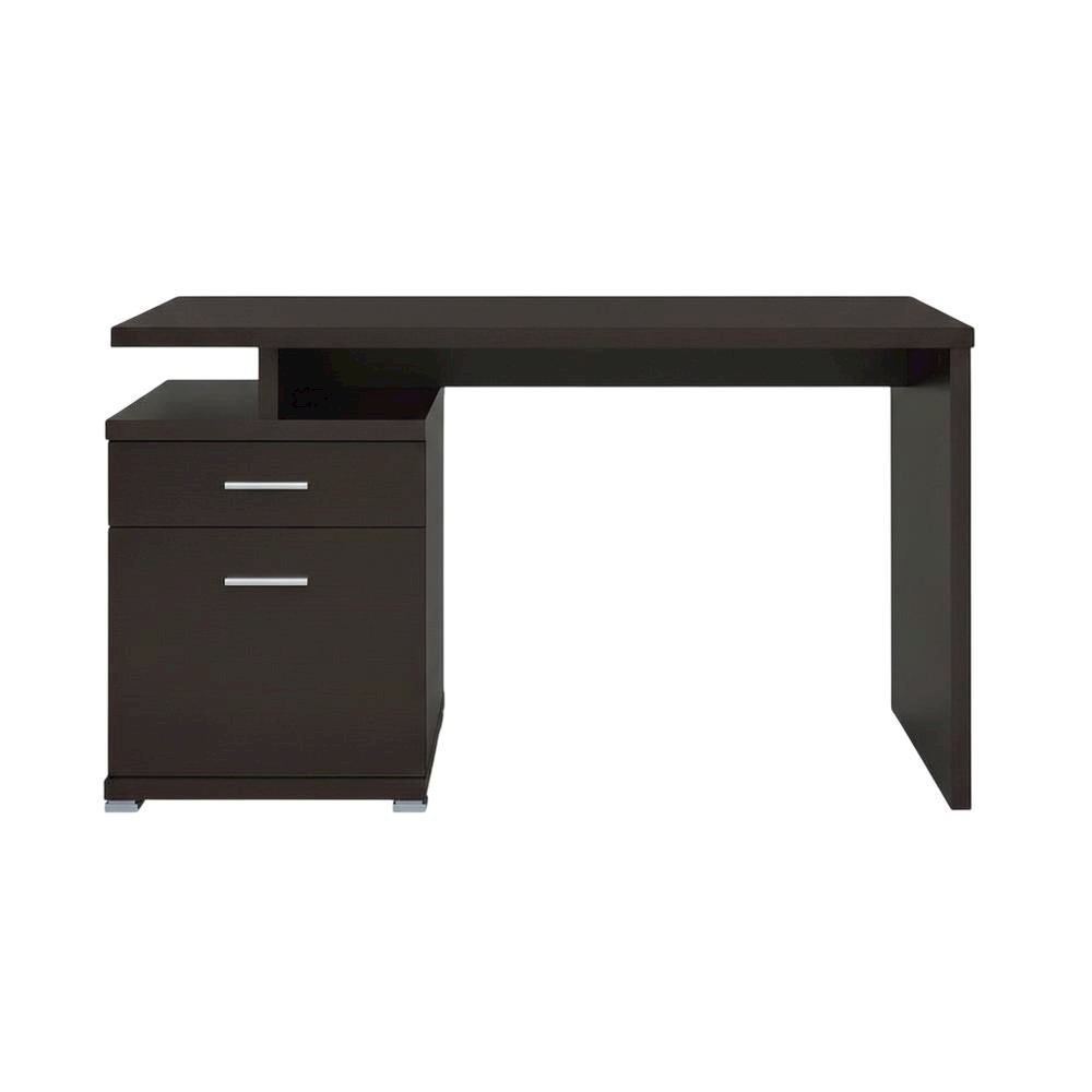 Contemporary Cappuccino Office Desk With 2 Drawers And Rectangular Top