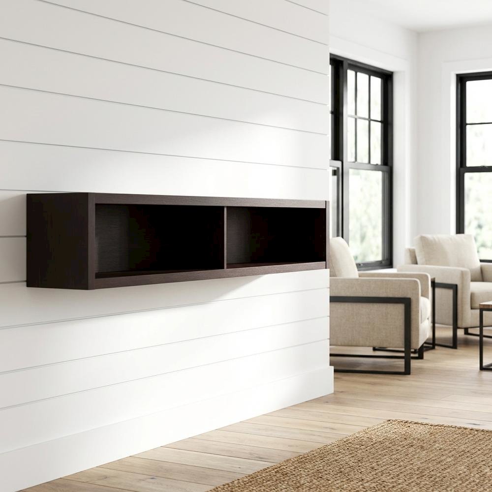 Wooden Bridge With 2 Encased Storage Compartments In Brown