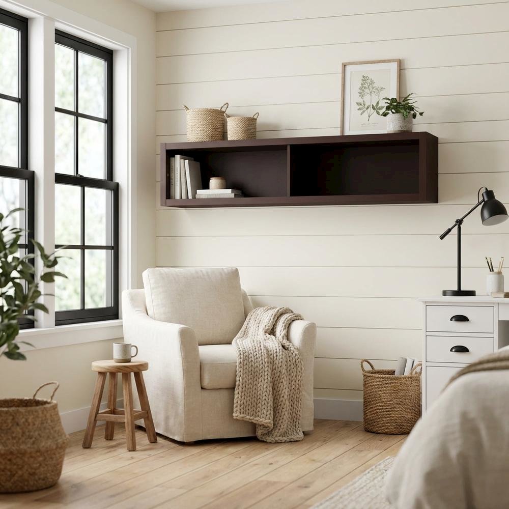 Wooden Bridge With 2 Encased Storage Compartments In Brown