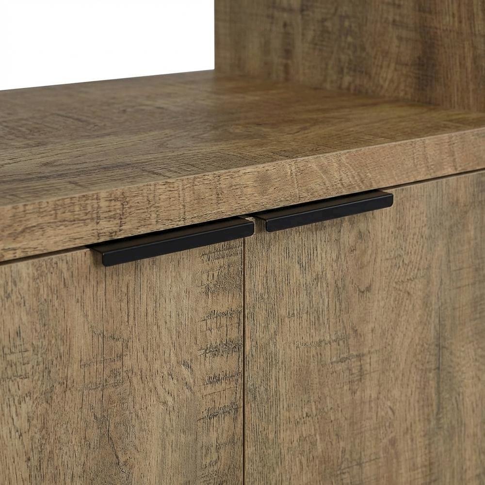 Farmhouse Style Brown Wood Media Tower With 3 Shelves For Living Room Storage