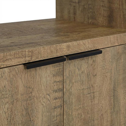 Farmhouse Style Brown Wood Media Tower With 3 Shelves For Living Room Storage