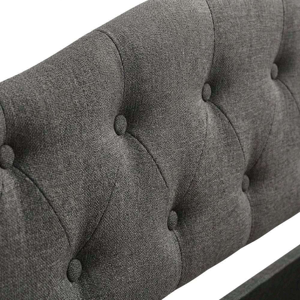 Gray Upholstered Twin Daybed With Trundle And Wooden Legs