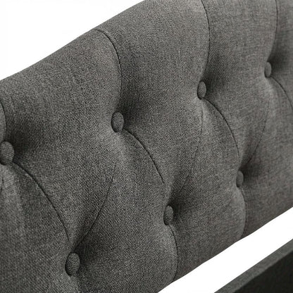 Gray Upholstered Twin Daybed With Trundle And Wooden Legs