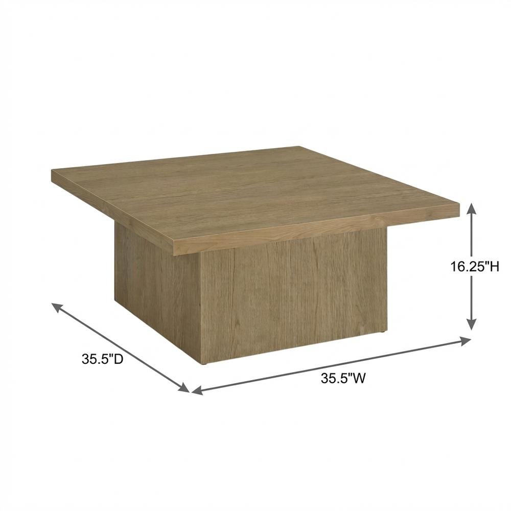 Square Latte Wood Cocktail Coffee Table with Leveler Glides and Modern Design