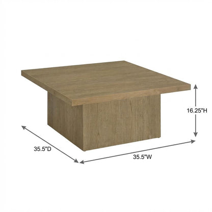 Square Latte Wood Cocktail Coffee Table with Leveler Glides and Modern Design