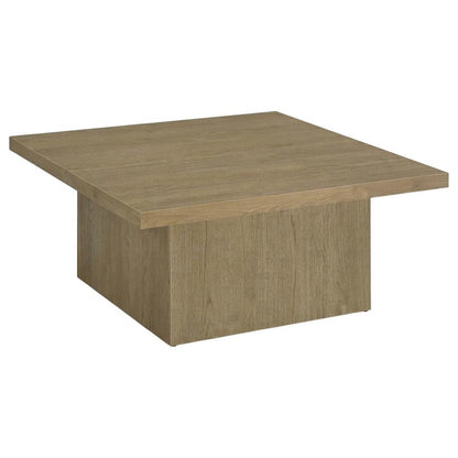 Square Latte Wood Cocktail Coffee Table with Leveler Glides and Modern Design
