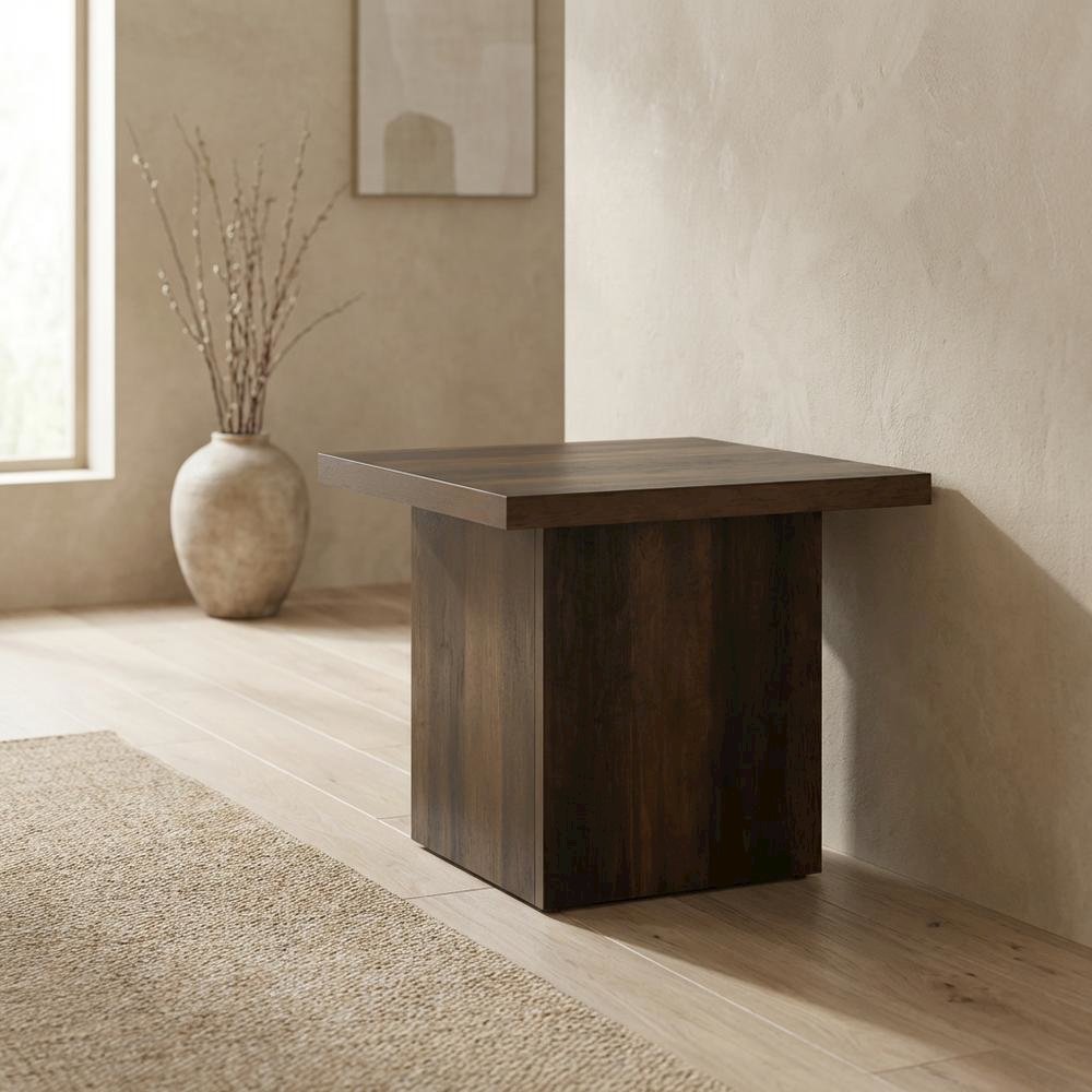 Dark Pine, End Side Table, Square Shape, 100 lbs Weight Capacity