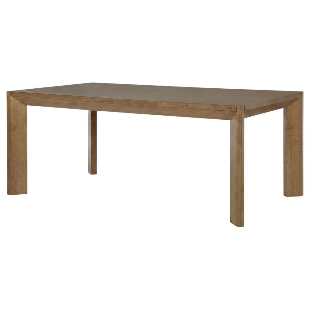 Natural Brown Rectangular Dining Table, Contemporary Wood, Seats 6
