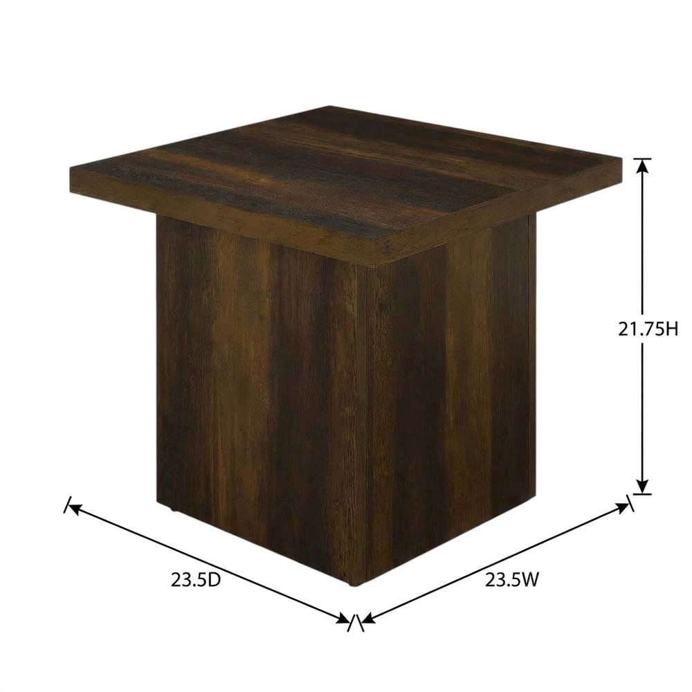 Dark Pine, End Side Table, Square Shape, 100 lbs Weight Capacity