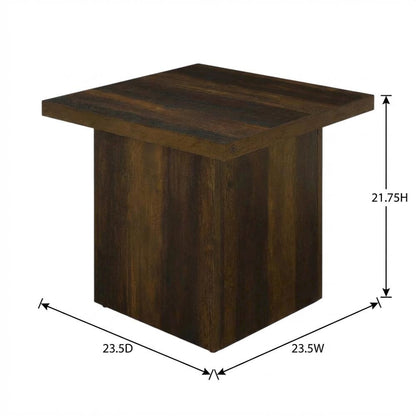 Dark Pine, End Side Table, Square Shape, 100 lbs Weight Capacity