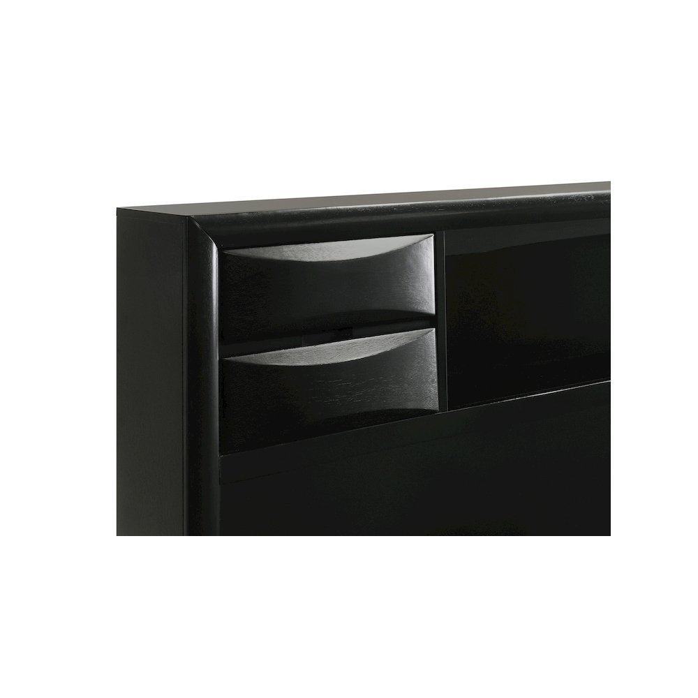 Briana Wood Queen Storage Bookcase Bed Black