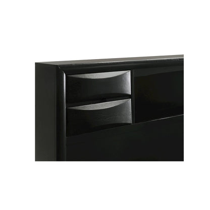Briana Wood Queen Storage Bookcase Bed Black