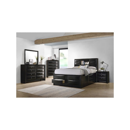 Briana Wood Queen Storage Bookcase Bed Black