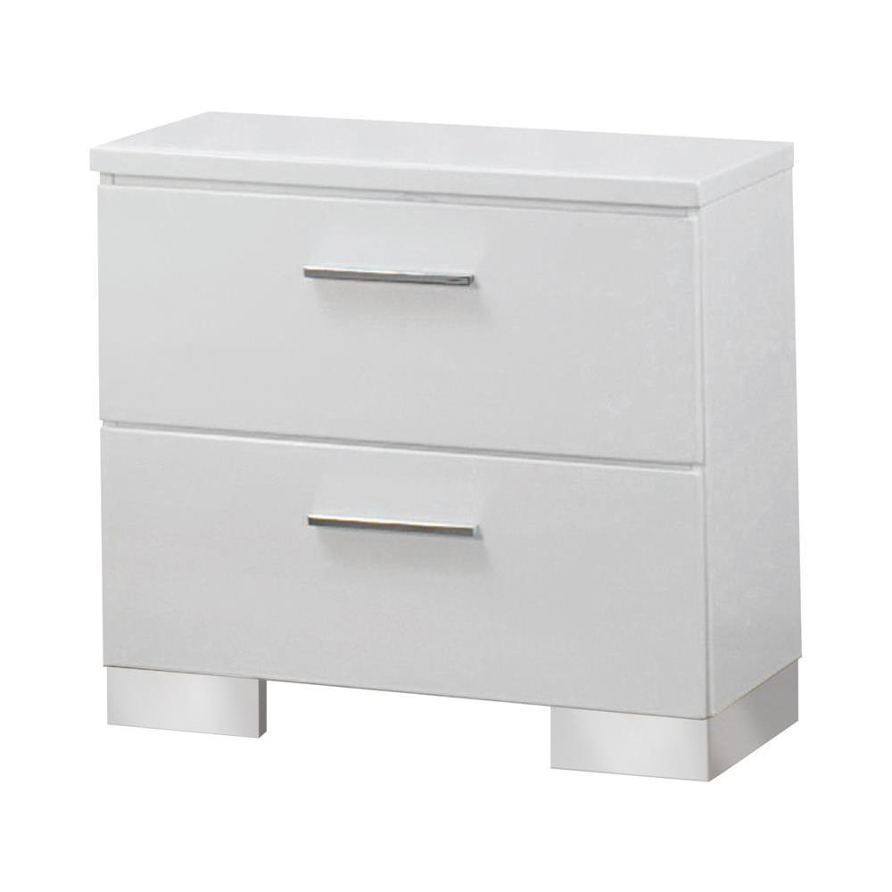 Modern 2-drawer White Nightstand with Drawers for Bedroom Storage
