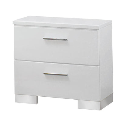Modern 2-drawer White Nightstand with Drawers for Bedroom Storage