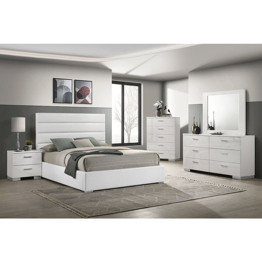 Felicity 53-inch Upholstered Queen Platform Bed White