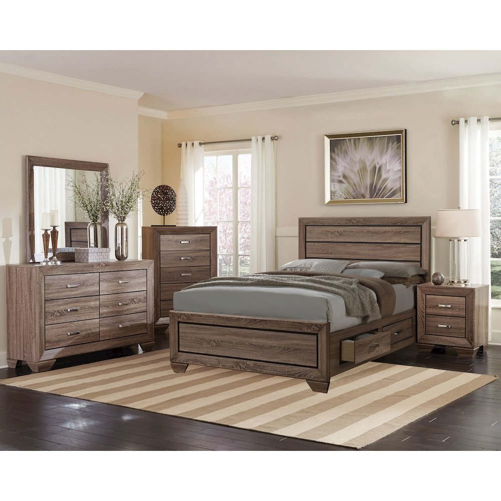 Kauffman 5-piece Eastern King Bedroom Set Washed Taupe