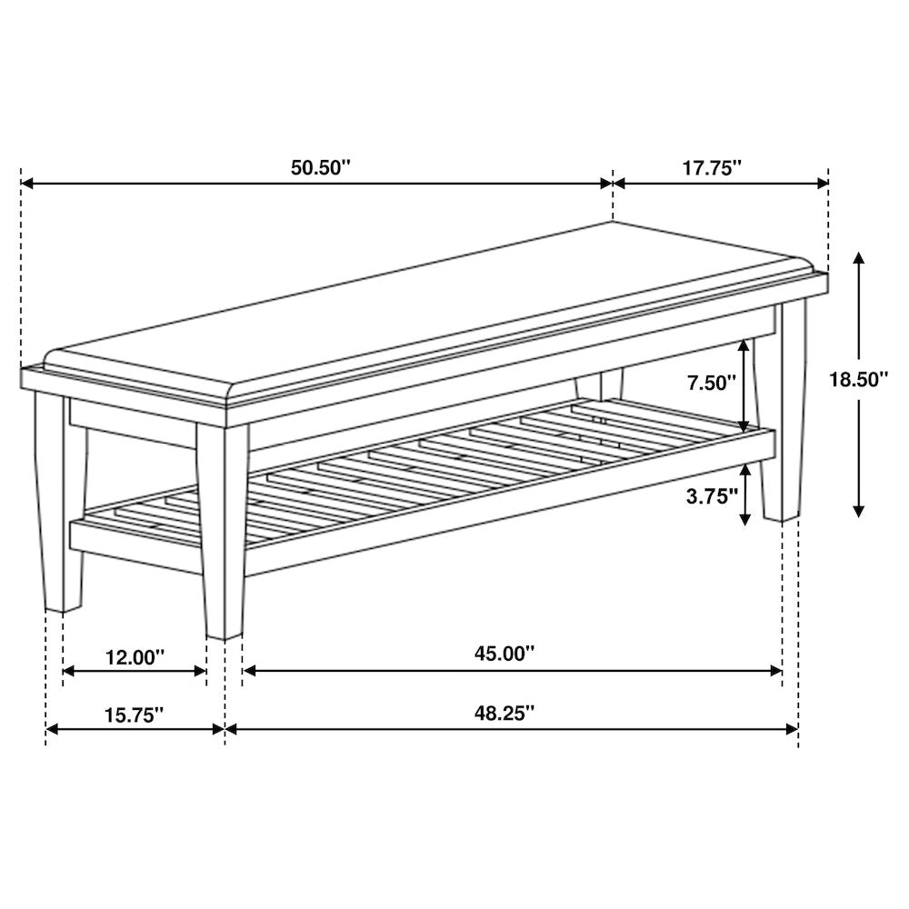 Franco Fabric Upholstered Bench with Shelf Distressed White