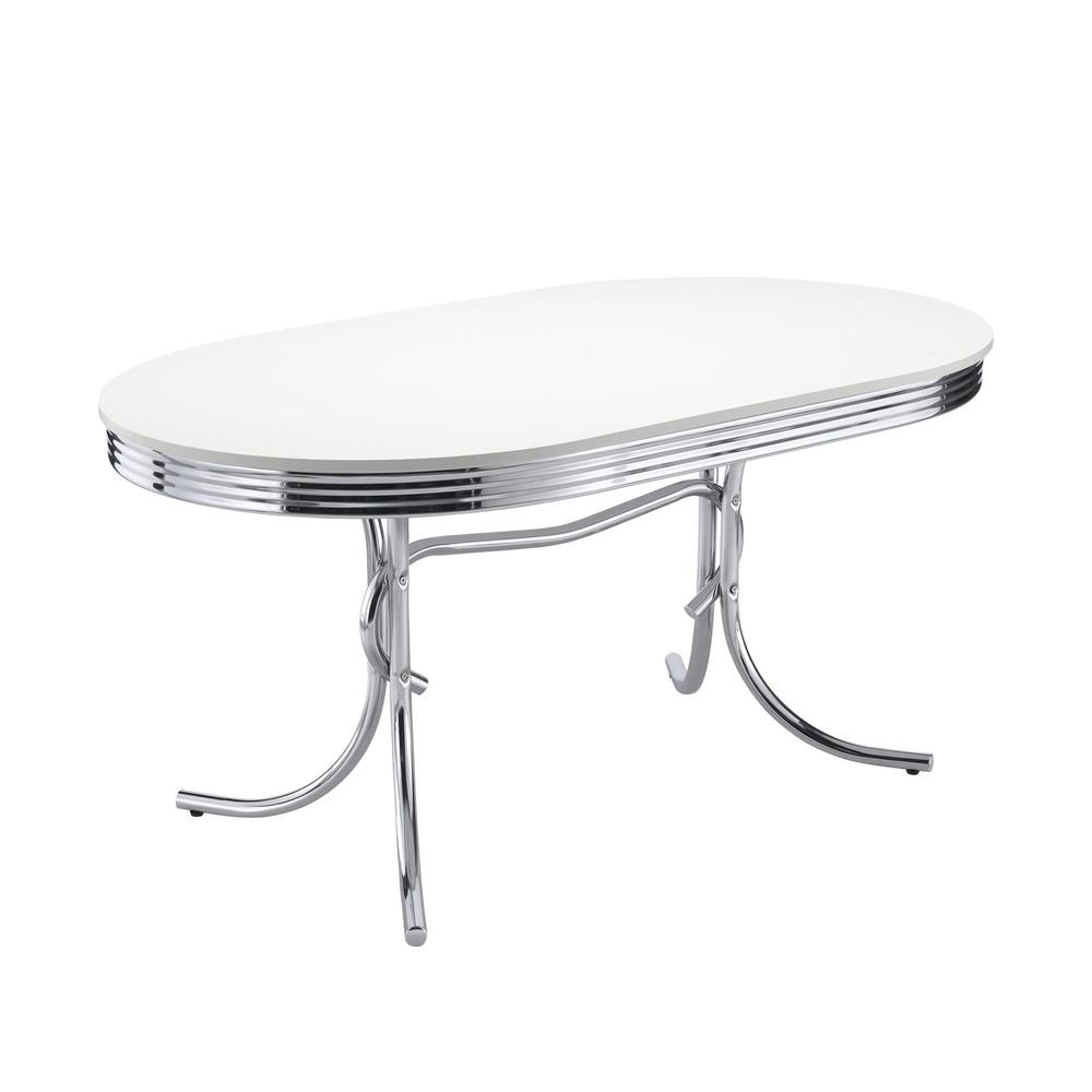 Elegant Oval Dining Set with 5 Pieces in Glossy White and Black Finish