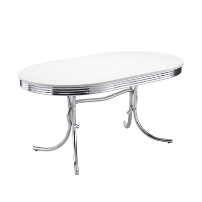 Elegant Oval Dining Set with 5 Pieces in Glossy White and Black Finish