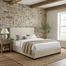 Ivory Upholstered Queen Full Panel Headboard, Polyester Fabric