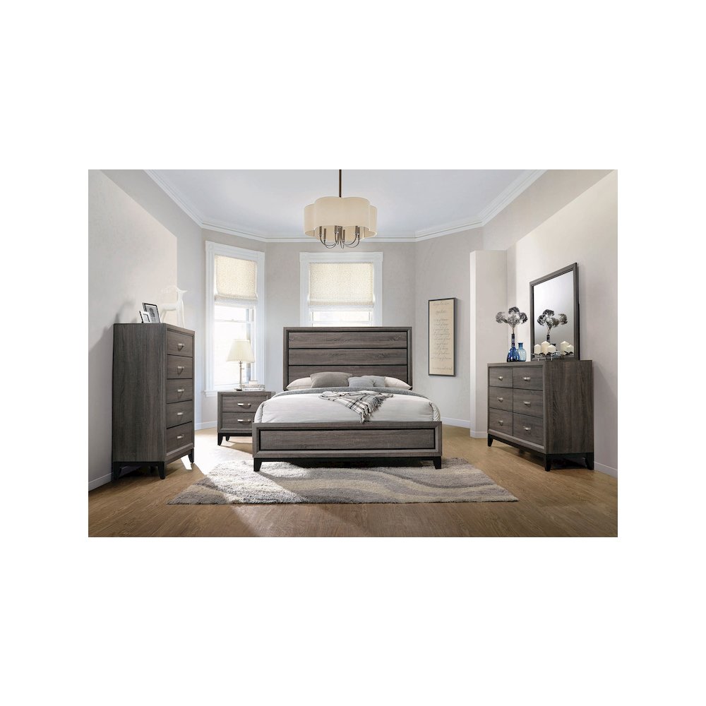 Watson Wood Queen Panel Bed Grey Oak