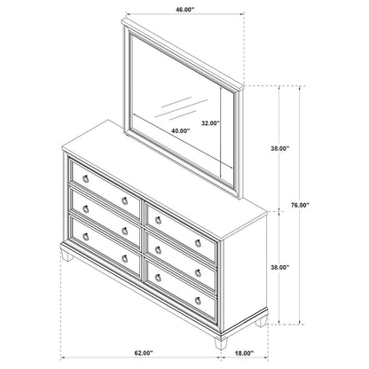 Pembroke 6-drawer Bedroom Dresser with Mirror Washed Oak