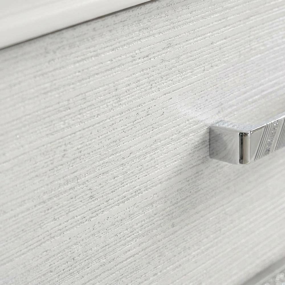 White Bedroom Nightstand with Crystal Finish and Contemporary Style