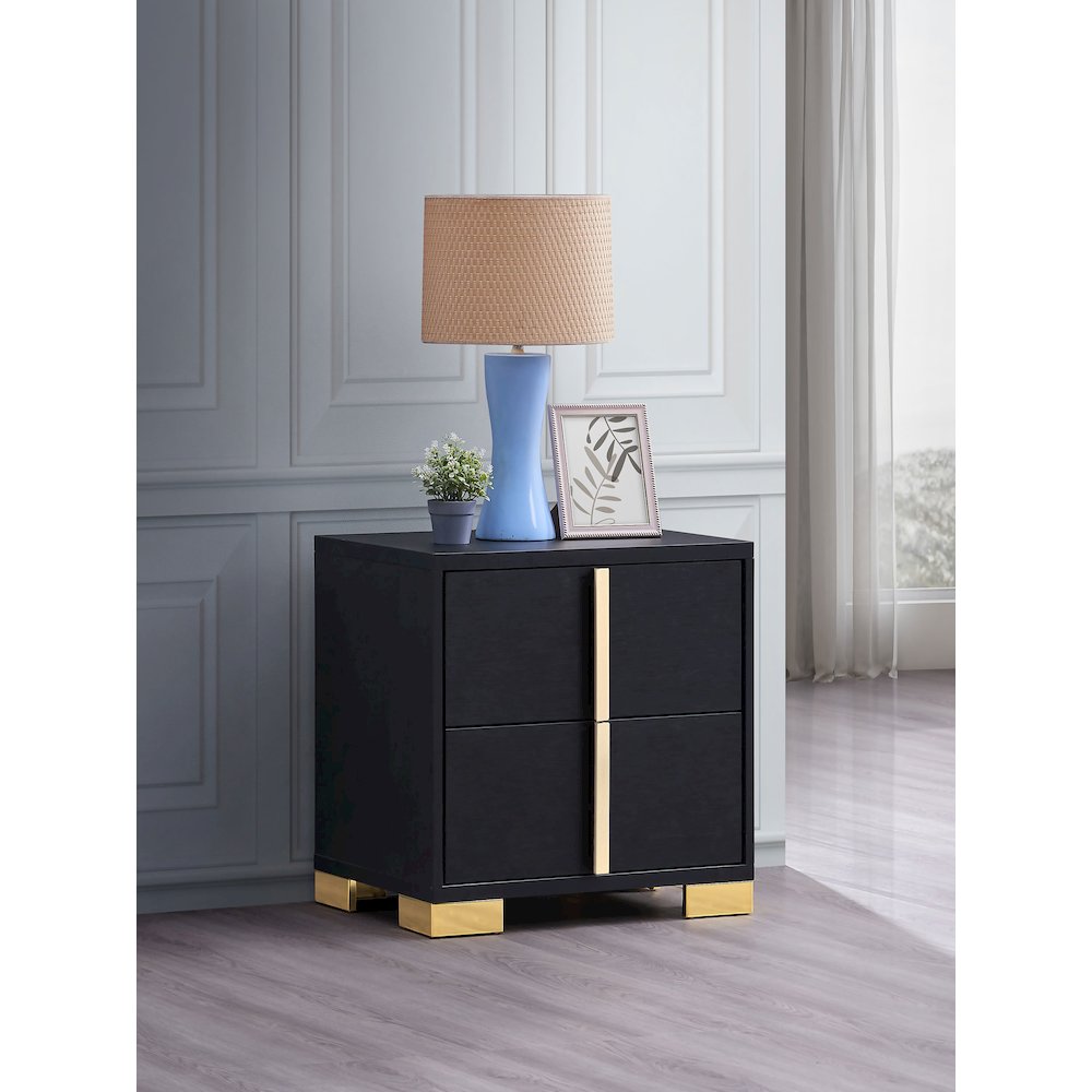 Marceline 2-drawer Nightstand Black