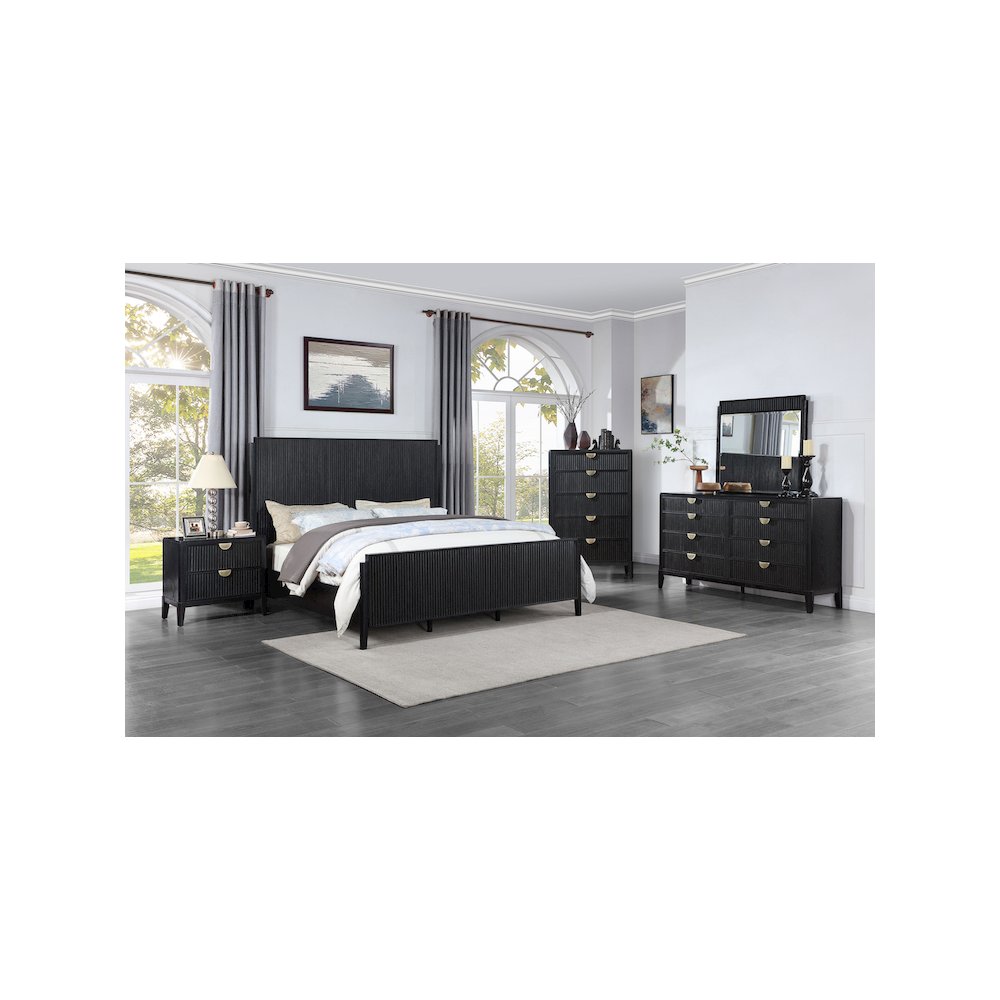 Brookmead Wood Eastern King Panel Bed Black