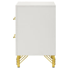 White and Gold Nightstand – Elegant 2 Drawer Nightstand for Bedroom