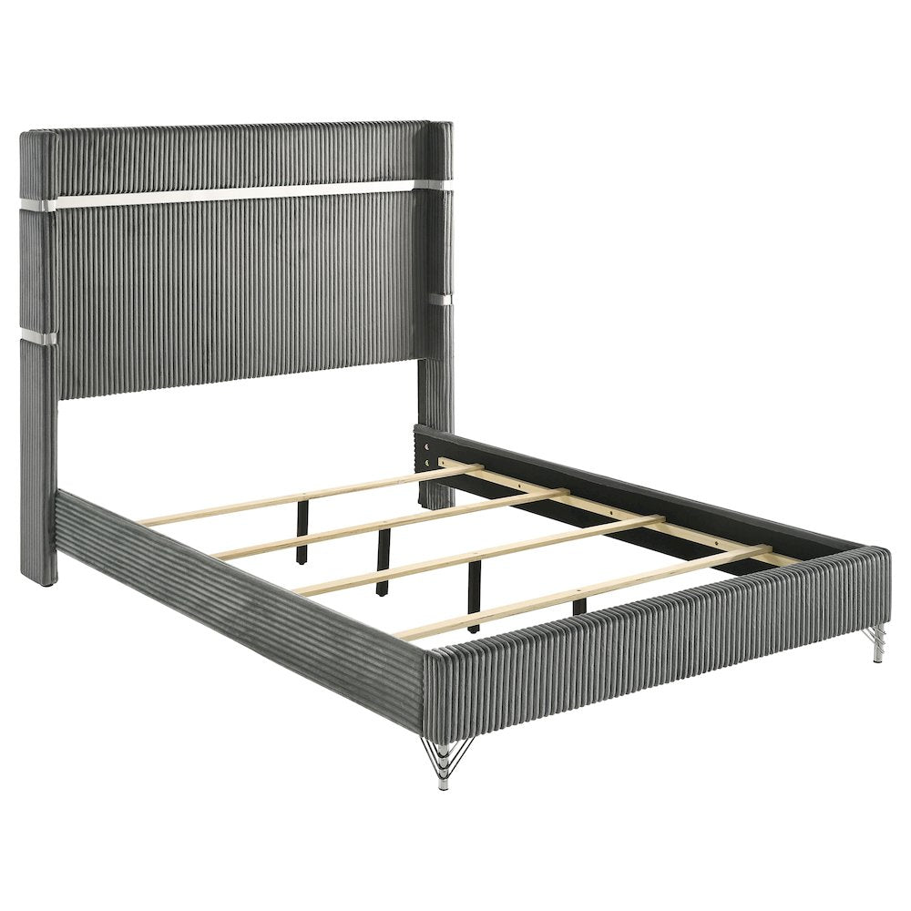 Lucia 4-piece Eastern King Bedroom Set Grey and Black