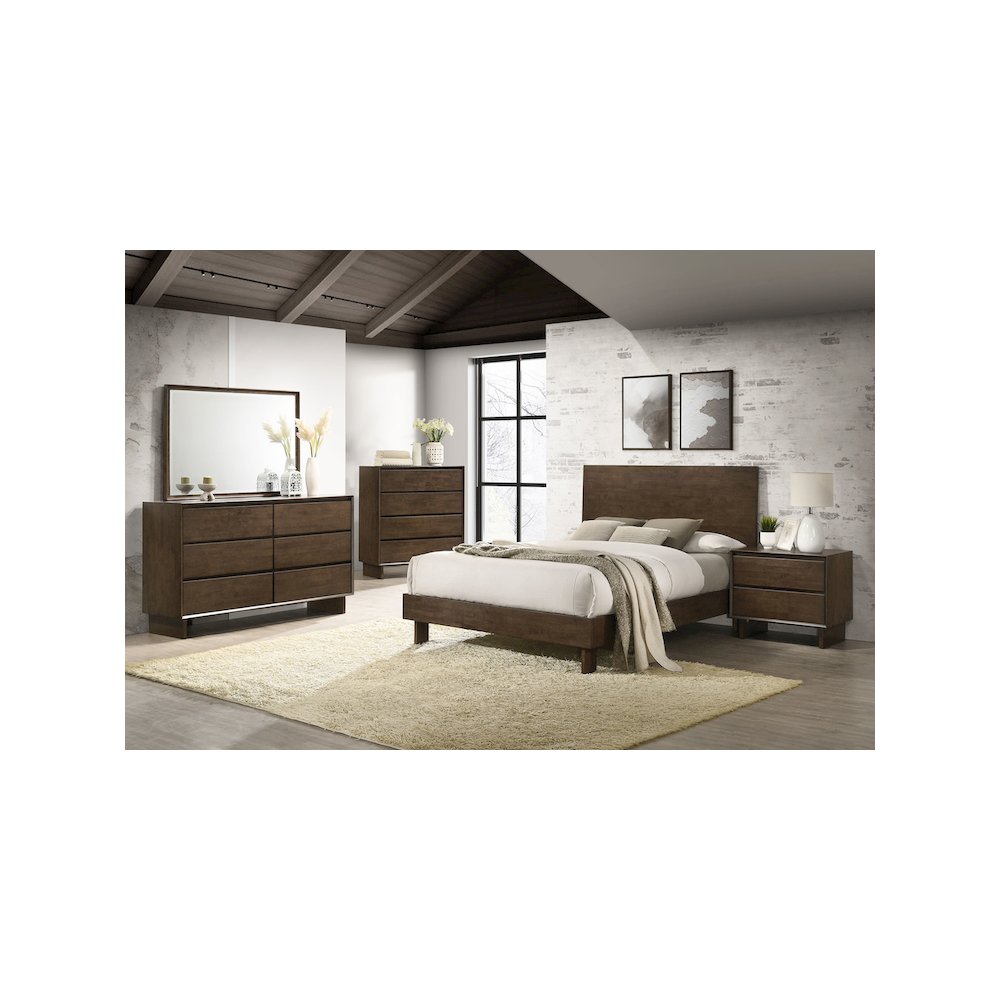 Glenwood 6-drawer Dresser and Mirror Warm Brown