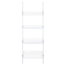 Clear 72-Inch Ladder Bookshelf with 4 Shelves and Tipover Restraint