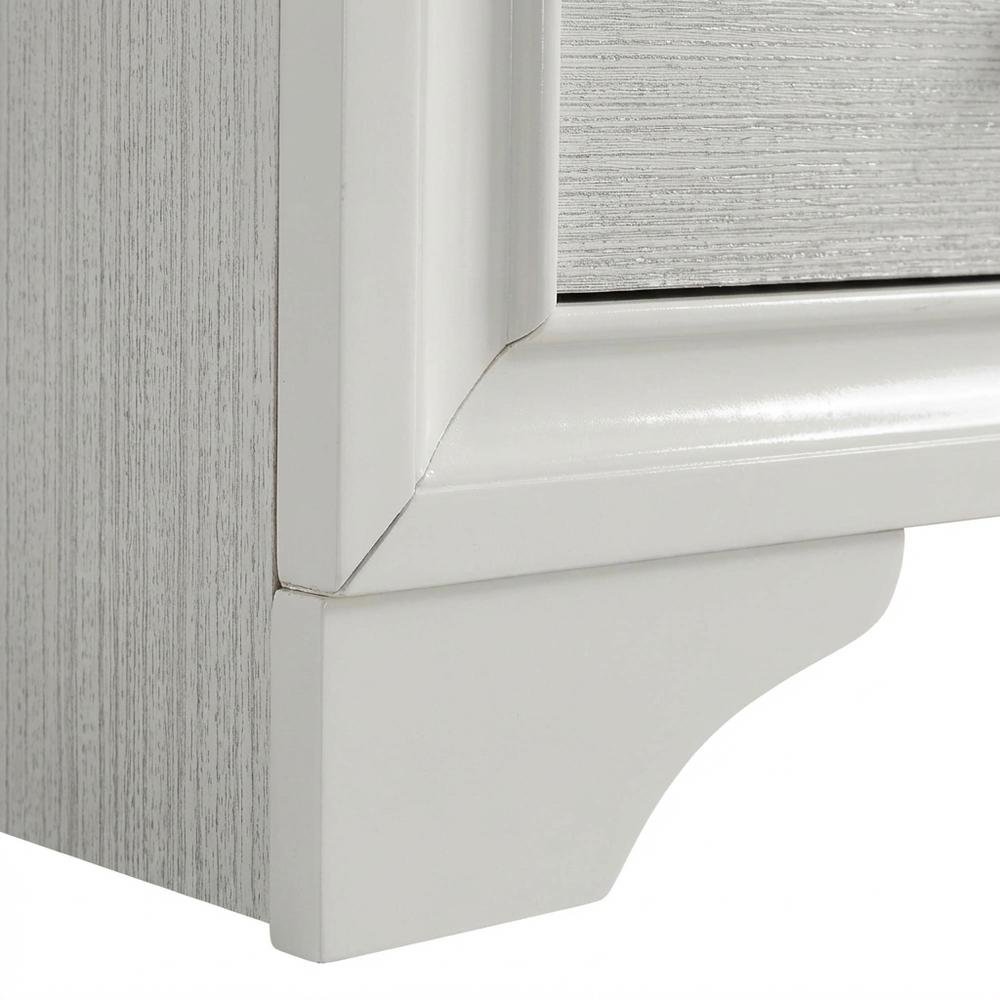White Bedroom Nightstand with Crystal Finish and Contemporary Style
