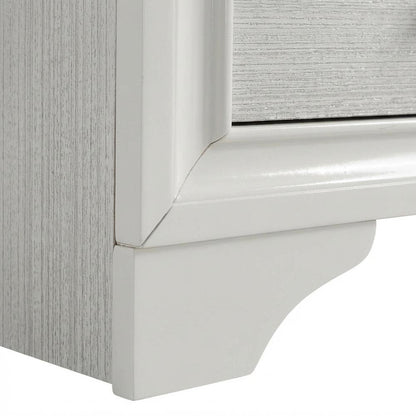 White Bedroom Nightstand with Crystal Finish and Contemporary Style