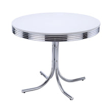 42-inch Round Dining Table with White MDF Top and Chrome Metal Base