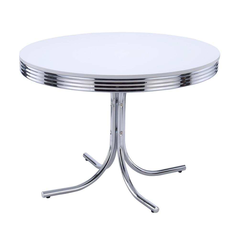Chic 5-Piece Round Dining Set in Glossy White and Red for Stylish Spaces