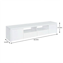White high gloss engineered wood TV stand with 2 doors and contemporary design