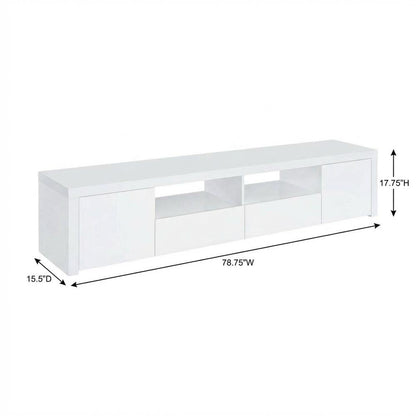 White high gloss engineered wood TV stand with 2 doors and contemporary design