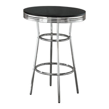 Round Bar Table with Chrome Base, Pub Table for Kitchen and Dining