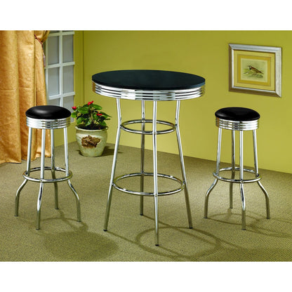 Retro 3-piece Round 1950s Bistro Pub Bar Table Set Black
