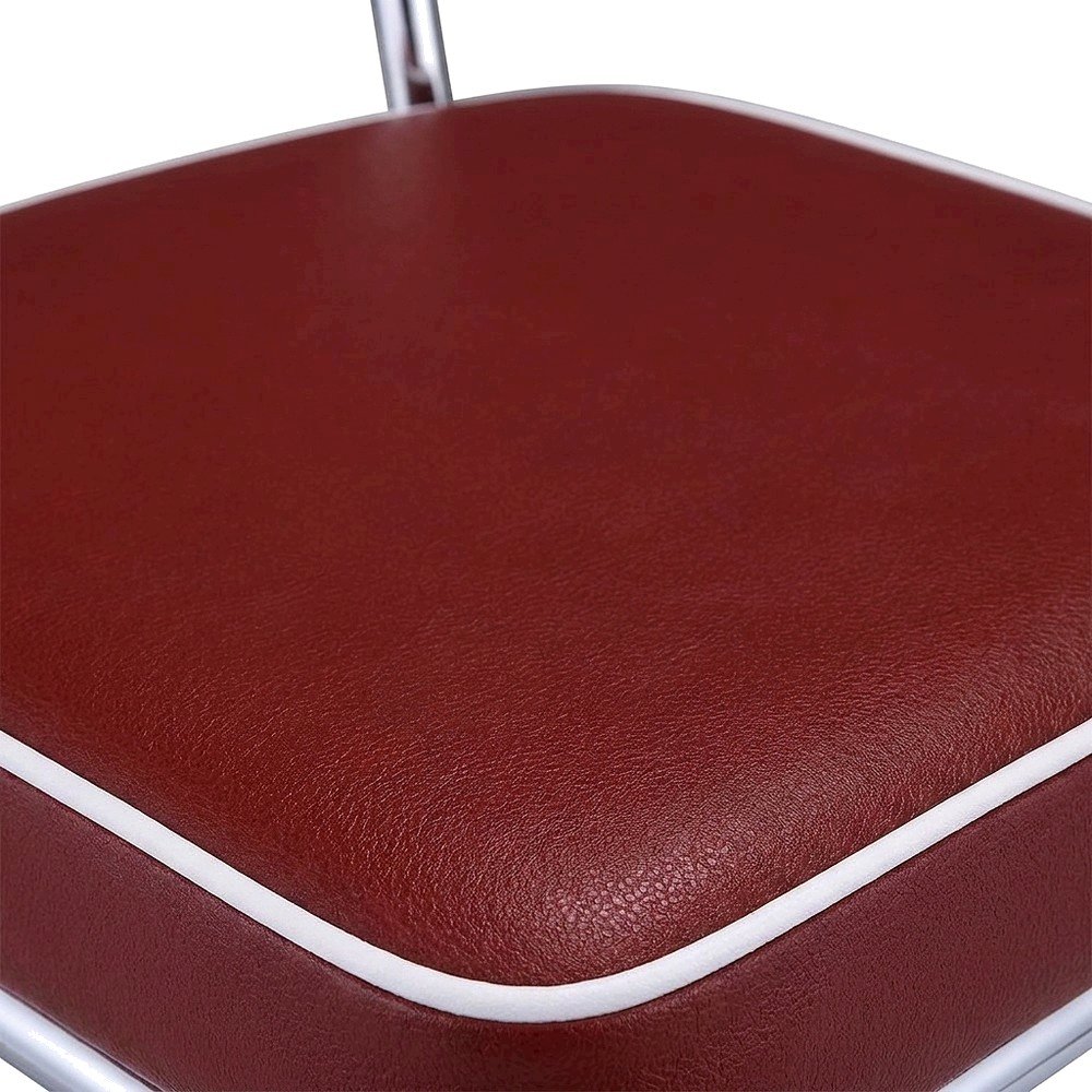 Set of 2 Upholstered Dining Chairs in Red with Chrome Legs for Dining