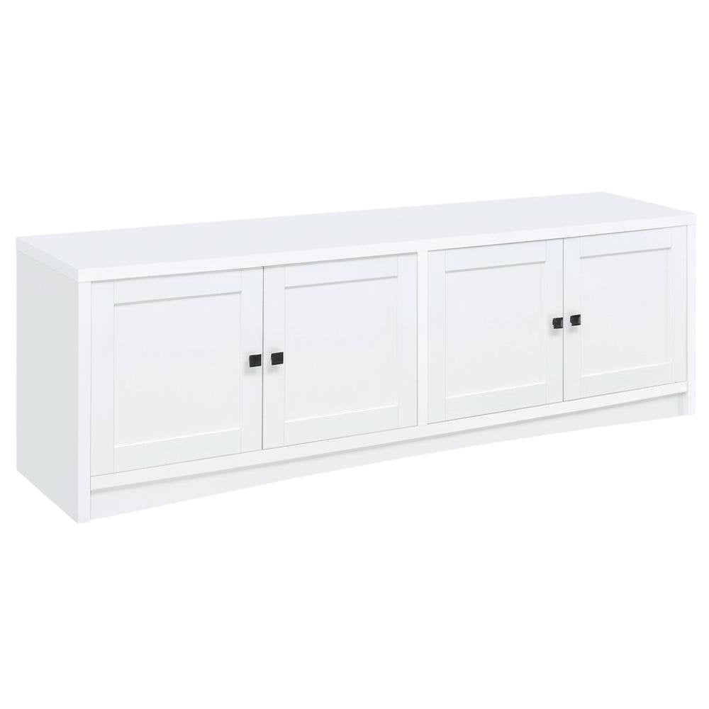 White 4-Door TV Stand with Engineered Wood and Modern Design