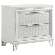 White 2-Drawer Nightstand with Chrome Finish and Clear Acrylic Legs