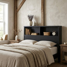 Twin Headboard Black with Bookcase Storage and Plastic Glide Levelers