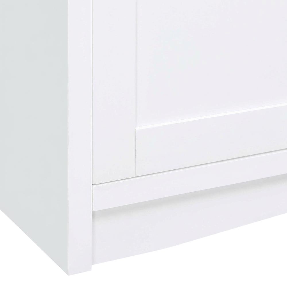 White 4-Door TV Stand with Engineered Wood and Modern Design