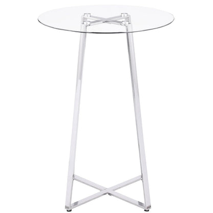 Silver Glass Bar Table – Contemporary Round High Top Cocktail Table